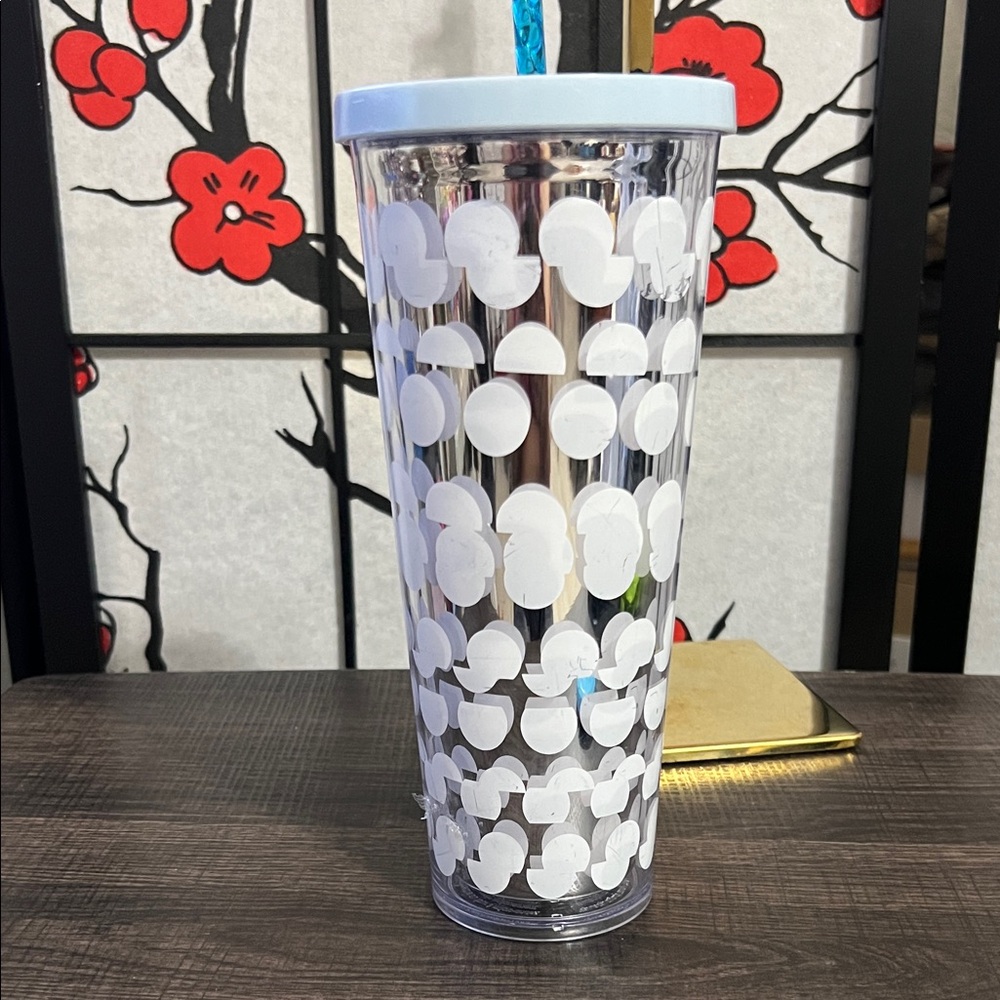 Starbucks- White Dot Clear Insulated Tumbler with Lid and Straw